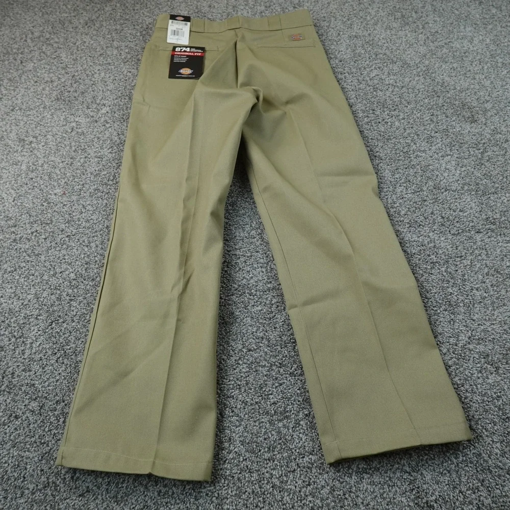 NEW Dickies Pants Mens 32X29 Beige Brown Khaki Tan 874 Chino Trouser Flat Front